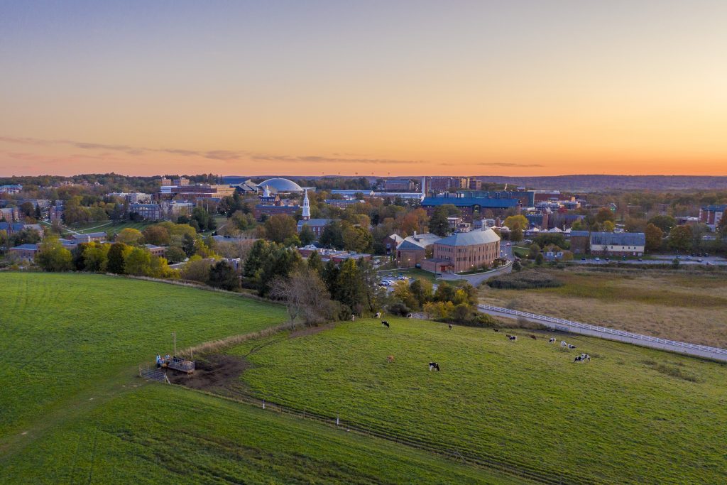aerial view of UConn's Horsebarn Hill and campus