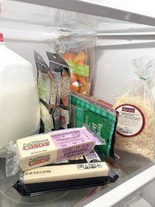 cheese in a refrigerator
