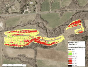 aerial map of field spreading in agriculture