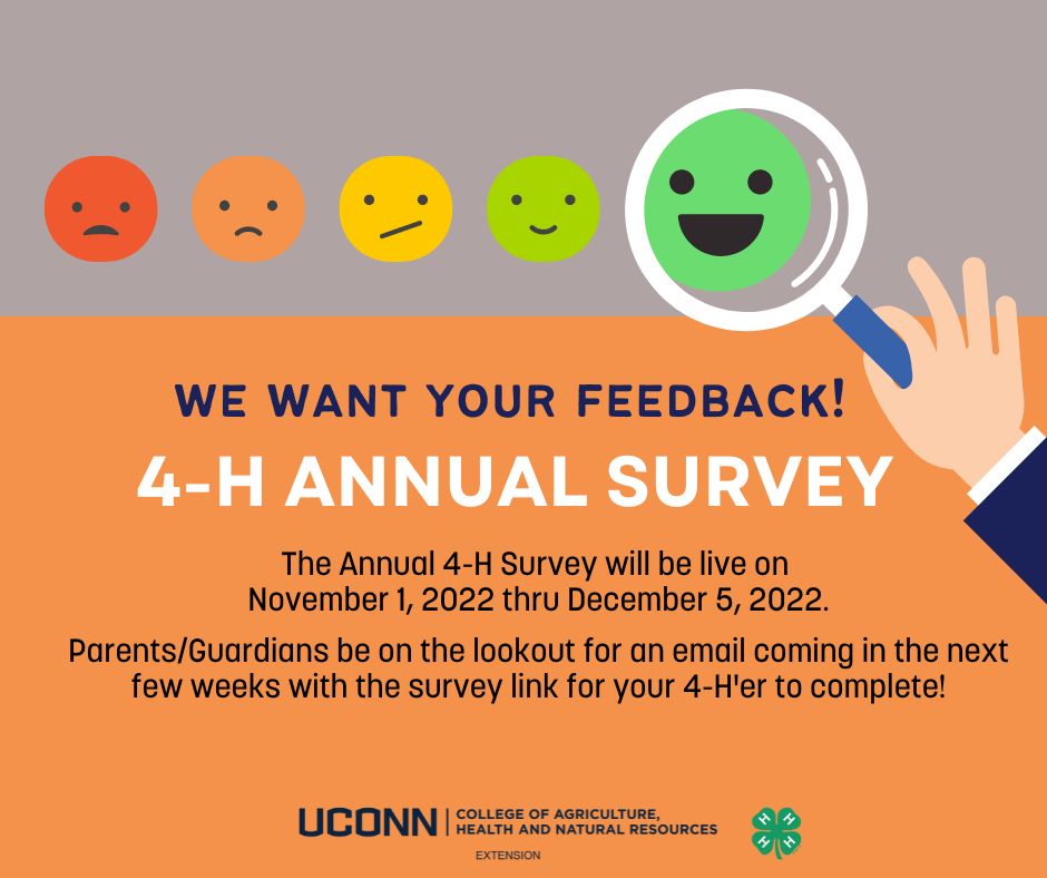 We want your feedback! 4-H Annual Survey