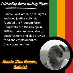 Image featuring Fannie Lou Hamer, a civil rights and food justice activist.