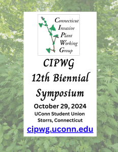 A flyer with the 12th biannual symposium from CIPWG with plants in the background