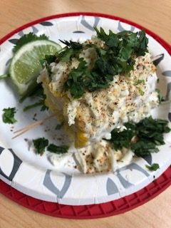 Elote and Esquites on a colorful plate