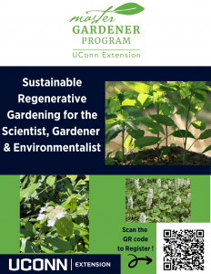 Sustainable regenerative gardening flier with the MG logo at the top