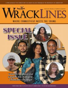 Orange cover of Wrack Lines with 6 students on the front 